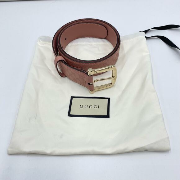 Gucci Women's Pink Leather Guccissima Allover GG Embossed Belt Size 90/36 - Picture 1 of 7